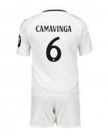 Real Madrid Eduardo Camavinga #6 Hjemmedraktsett Barn 2024-25 Korte ermer (+ bukser)